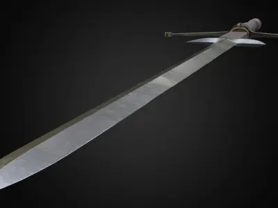 Two hands sword Zweihander Free low-poly 3D model