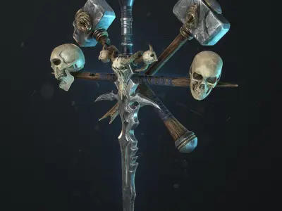 Undead Frostmourne Sword and Hammers - Frozen Throne Low-poly 3D model