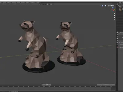 Low poly Racoon figurine 3D model