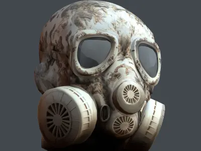  Gas mask helmet 3d model military combat fantasy cyborg Low-poly 3D model