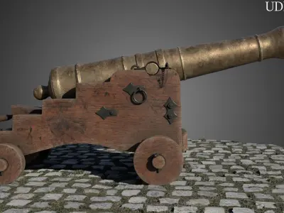 Bronze 6 Pounder Saker Cannon 1780 3D model