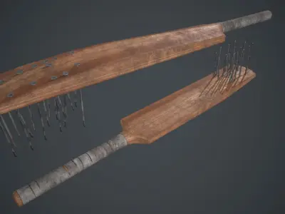 Cricket Bat Weapon With Metal Nails Low-poly 3D model