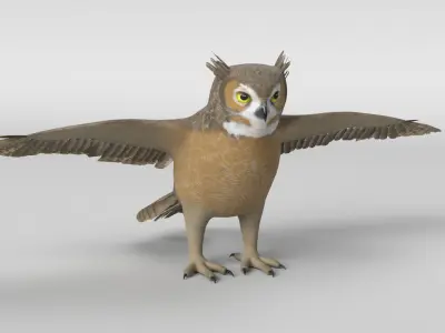 Cartoon Great Horned Owl 3D model