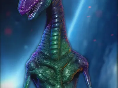 Dinolien alien creature with head 3D model