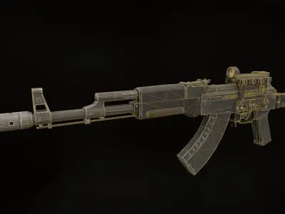 AK-47M ak - rifle Low-poly 3D model