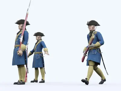 Swedish infantryman1709 Low-poly 3D model