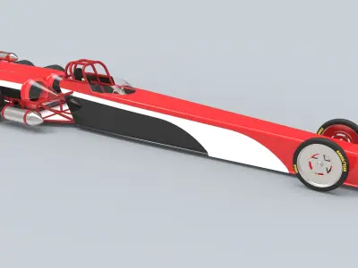 Twin-engined jet dragster 3D model