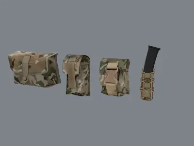 Molle pouches pack Low-poly 3D model