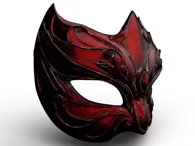 High-Poly Red Horned Mask - 3D Print Ready 3D print model