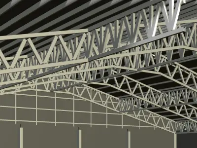 Warehouse in section cut 3D model