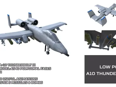 Low Poly A10 Thunderbolt II Low-poly 3D model