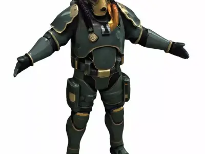 Sci-Fi Bear Gas Mask Armor Character Low-poly 3D model