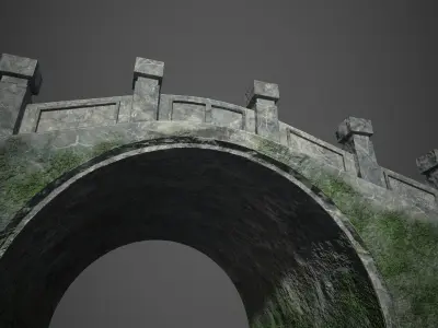 Stone bridge Low-poly 3D model