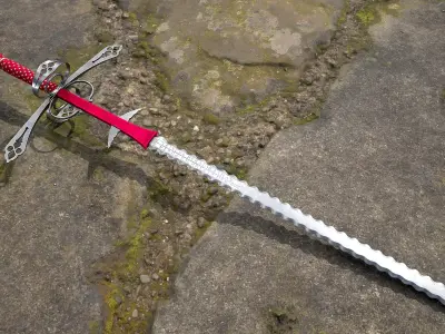 Austrian Flamberge Zweihander dated 1595 Game Ready 3D Model Low-poly 3D model