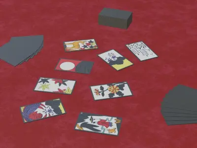 Hanafuda - Flower Cards Low-poly 3D model
