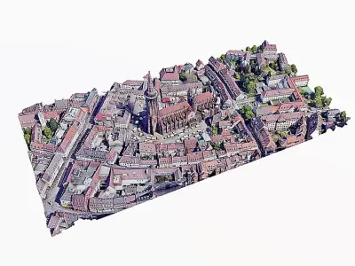 Fribourg Cathedral Low-poly 3D model