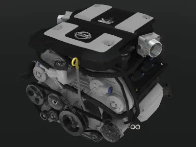 Nissan 370z VQ37VHR engine Low-poly 3D model