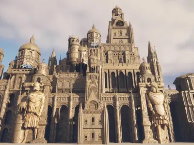 Ancient Ruins and Statues Low-poly 3D model