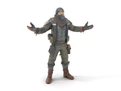 Masked Tactical Operative  Rigged and Animated Low-poly 3D model