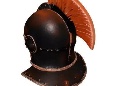Rusty Iron Helm with Plume 3D model