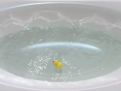 Surprised yellow rubber duck in a bath with water Free 3D model