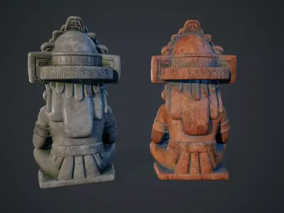 Aztec Statue 02 PBR Low-poly 3D model
