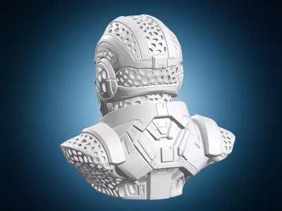 Futuristic Robotic Skull Face Bust 3D print model