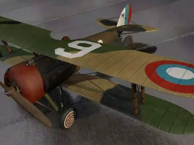 Nieuport-28 british biplane - british biplane 3D model