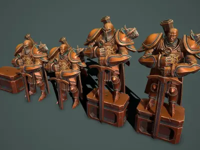 Fantasy statues Low-poly 3D model