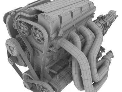 Toyota TRD 4AGE Formula Atlantic engine Low-poly 3D model