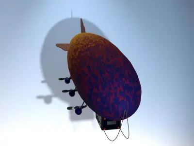 Airship PBR low poly animated Low-poly 3D model