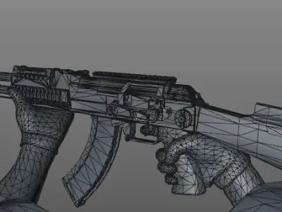 AK47 fbs with 8 animations Low-poly 3D model