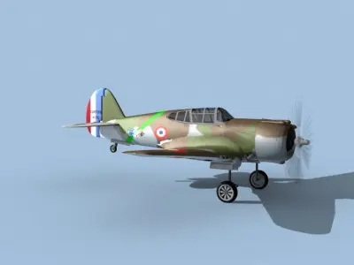 Curtiss H-75C Mohawk V10 France 3D model