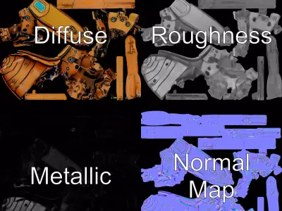 Golden Mechanical Insect model pack Low-poly 3D model