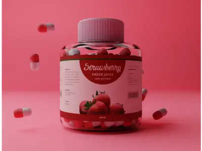 Strawberry Capsule Bottle - 3D Model Free 3D model