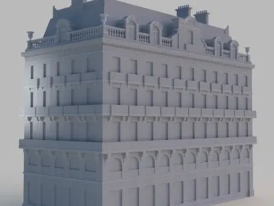 French residence Low-poly 3D model