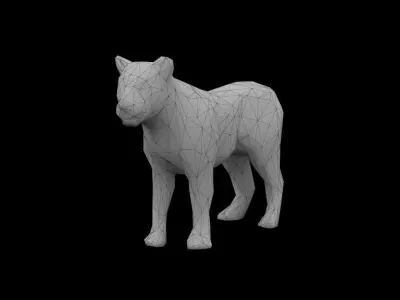 Low Poly Lion polygonal tiger Low-poly 3D model