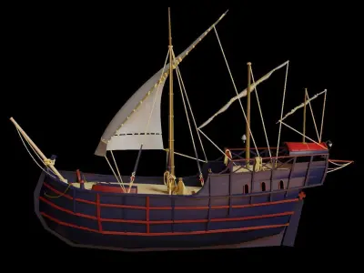 Ship 3D Model sailing boat Low-poly 3D model