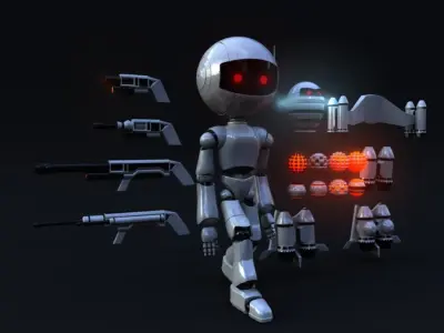 Full Rigged Robot Low-poly 3D model