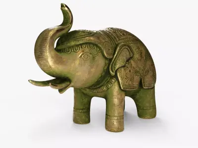 Ancient Elephant Statue Low-poly 3D model