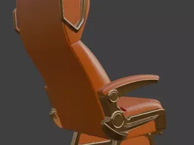 Luxury VIP Aircraft Seat Orange Leather Gold 3D Model 3D model