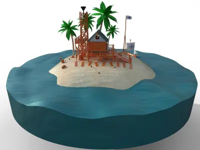 House on the sea Low-poly 3D model