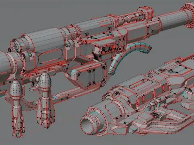 Stylized Sci-Fi Rocket launcher Low-poly 3D model