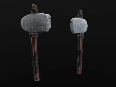 Stylized Primitive Axe Low-poly 3D model