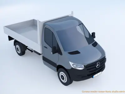 Mercedes Benz Sprinter 2020 dropside W907 L2 Pickup truck 3D model