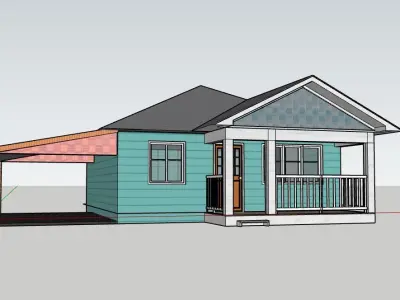 House with carport 3D model 3D print model