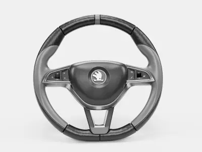 Black Cover Steering Wheel 3D model