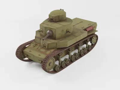 T-24 Soviet Medium Tank PBR Low-poly 3D model