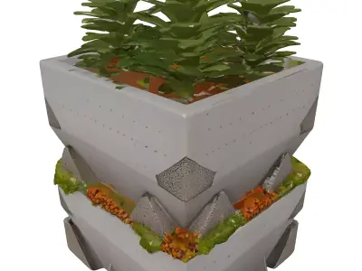 Modern Geometric Concrete Planter 3D model