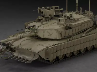 Tank M1A2 SEP2 With Mine Trawl 3D Model 3D model